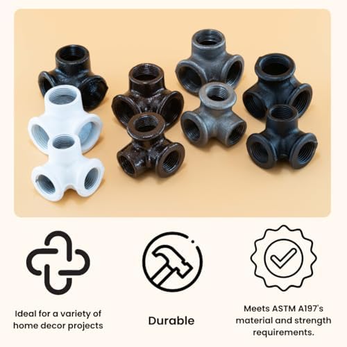1/2" 3-WAY ELBOW: Industrial Threaded Black Iron Pipe Fittings; Natural - Image 5