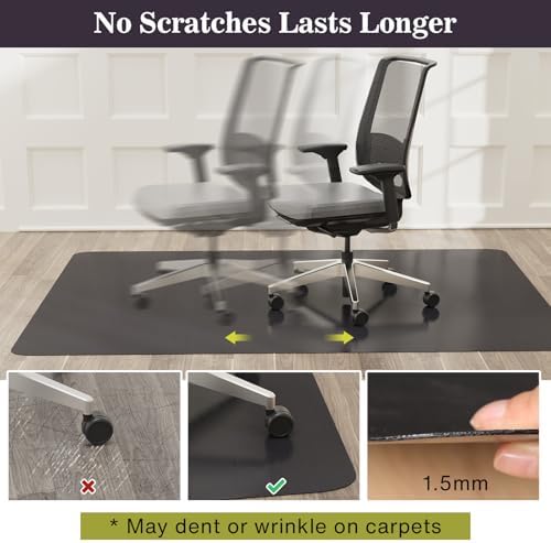 5'×7' Black Floor Mat for Under Dining Room Table, Plastic Area Rug - Image 4