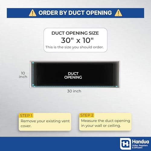 Fits 30x10 Hole | Aluminum Return Air Grille by Handua | Vent Cover Grill - Image 2