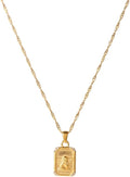 IBARA Women Gold Dianty Necklace Sun Crescent Moon Star Evil Eye Lock Lovely Heart Flower Butterfly Pearl Pendant Coin Necklaces 18K Gold CZ Diamond Filled Chain Boho Beach Simple Handmade Jewelry