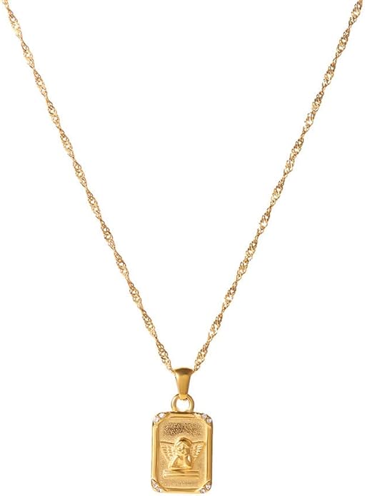 IBARA Women Gold Dianty Necklace Sun Crescent Moon Star Evil Eye Lock Lovely Heart Flower Butterfly Pearl Pendant Coin Necklaces 18K Gold CZ Diamond Filled Chain Boho Beach Simple Handmade Jewelry
