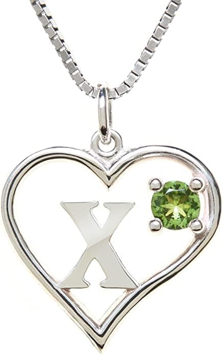 Silver Sterling Necklace Initial Letter A-Z Birthstone for Women – Personalized Custom Jewelry Pendant with Heart Design Customized Dainty Charm for Wife Girlfriend Mom – 18" Box Chain