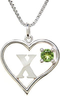 Silver Sterling Necklace Initial Letter A-Z Birthstone for Women – Personalized Custom Jewelry Pendant with Heart Design Customized Dainty Charm for Wife Girlfriend Mom – 18" Box Chain