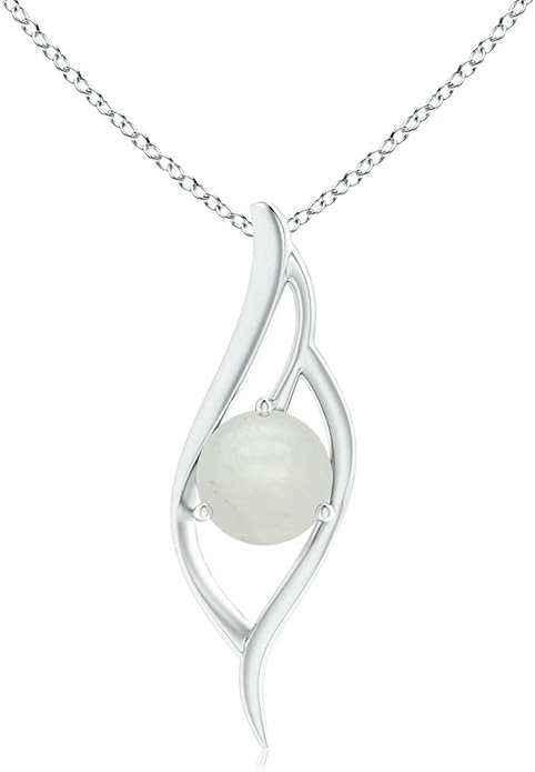 Angara Natural Moonstone Pendant for Women | Moonstone Angel Wing Bypass Pendant in 14K Solid Gold/Platinum With 18" Chain | Birthday, Anniversary, Gemstone Jewelry Gift