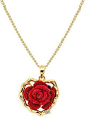 ONLYJUMP Rose Alloy Necklace for Women Heart Pendant Copper Zircon Light Luxury Fashion Jewelry Dainty Romantic Statement Necklace for Daily Wear Ideal Valentine's Day Anniversary Birthday Gift