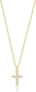 Zeffy Cross Necklace for Women, 18k Gold/Silver Plated Tiny Cross Pendant Necklace Simple Layered Cross Necklaces Gold Jewelry for Women