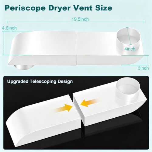 Periscope Dryer Vent, 9.5-14.5" Telescoping Dryer Vent Stainless Steel - Image 3