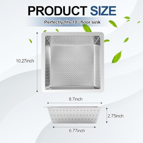 Tuanse 4 Pcs 10 x 10 x 3'' Stainless Steel Commercial Floor Drain Strainer - Image 2