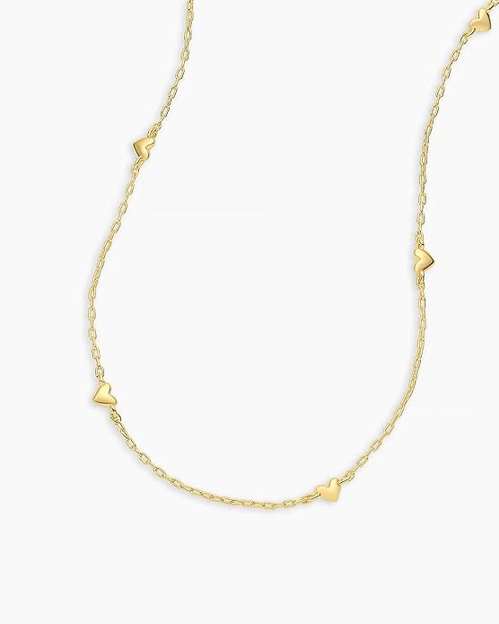gorjana - Amour Necklace 15"-17" - 18k Gold Plated Brass - Elegant heart design - Adjustable length versatility - Dainty heart accents, perfect for layering