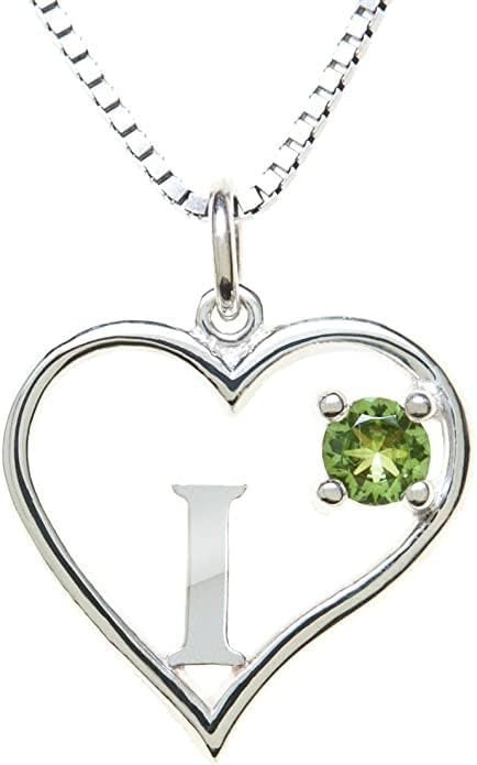 Silver Sterling Necklace Initial Letter A-Z Birthstone for Women – Personalized Custom Jewelry Pendant with Heart Design Customized Dainty Charm for Wife Girlfriend Mom – 18" Box Chain