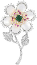 Flower Floral Brooch Pin Pearl Rhinestone Crystal Brooches Pins Scarf Brooch Clip Christmas Lapel Pin Dress Accessories for Women