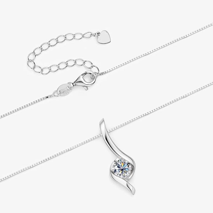 Chic 1 Carat Round Cut Diamond Necklace in 14K Gold Over Sterling Silver, Lightweight VVS1 D-Color Diamond Pendant, Luxurious Jewelry Gift for Women