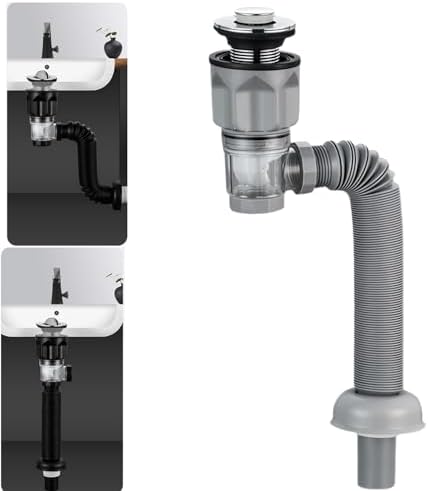 Bathroom Sink Drain Kit with Flexible Expandable P-Trap Sink Drain Pipe Tube by Wuyue+Hua