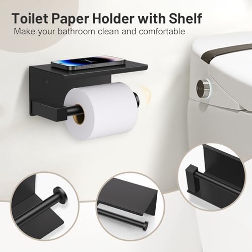 Lairuier Bathroom Hardware Set Matte Black, Towel Holder Set Wall Mounted - Image 4