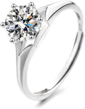 S925 Sterling Silver 0.5 Carat Natural Diamond Adjustable Ring | D-color Ideal Cut VVS1 Clarity | Elegant Simplicity | Engagement Ring for Her