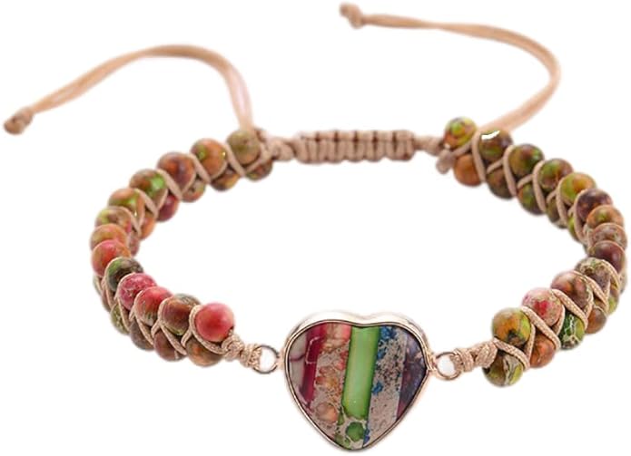 ZOSOJONA Women Handmade Boho Wrap Bracelets Natural Stone Variety Beads Strand Bracelet