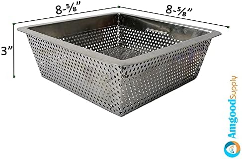 AmGood 8.5 in. x 8.5 in. x 3 in. Stainless Steel Commercial Floor Drain Strainer - Image 2