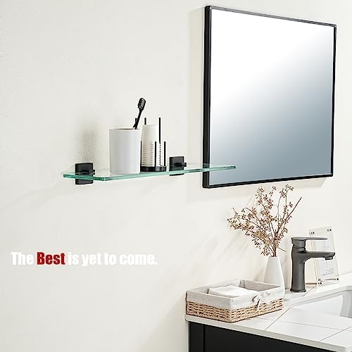 JQK Bathroom Glass Shelf Black, Tempered Glass Shower Storage 24 by 5 inches - Image 4