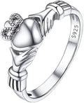 PROSILVER 925 Sterling Silver Claddagh Ring/Celtic Knot Ring for Women, Irish Wedding Band, Rose Gold Plated/Gold Plated, Size 4-12, Come with Box