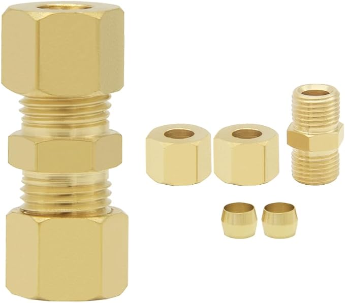 Hooshing 3PCS Brass Compression Tube Fitting 5/16" OD x 5/16" OD Connector - Image 2