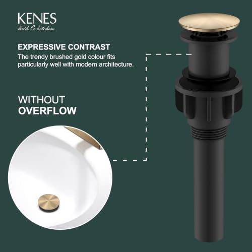 KENES Champagne Bronze Pop Up Bathroom Sink Drain Assembly Without Overflow - Image 3