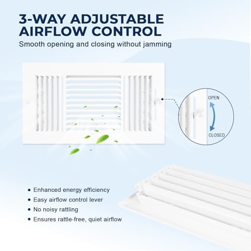 6PK 10 x 4 Inch Air Ceiling Vent Cover Fit 10"W x 4"H Duct Opening - Image 4
