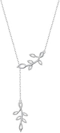 Long Necklace Sterling Silver Larait Bar Y Lariat Long Chain Drop Adjustable Necklace Gift for Her, 30"