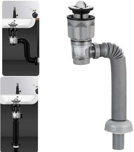 Bathroom Sink Drain Kit with Flexible Expandable P-Trap Sink Drain Pipe Tube by Wuyue+Hua
