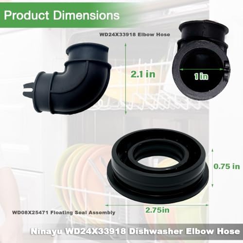 WD24X33918 Dishwasher Elbow Hose and WD08X27458 Floating Seal Assembly - Image 2