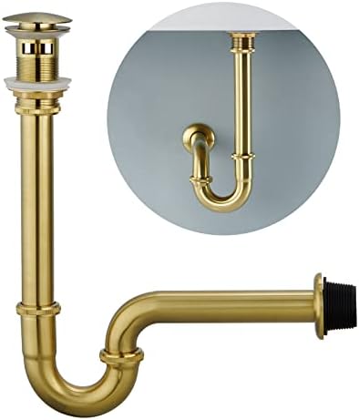 Brass P Trap with Bathroom Sink Stopper : 1-1/4 Sink Drain Bottle Trap Set with by Heixutas