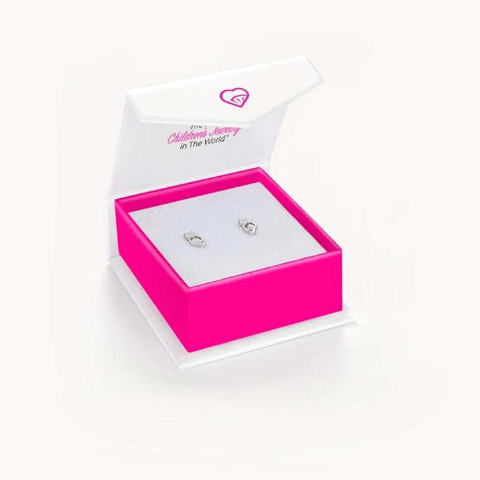 925 Sterling Silver Clear Cubic Zirconia Young Girls Kitten Screw Back Earrings - Kitty Cat Animal Lover Screw Backs for Young Girls, Toddler & Pre teens