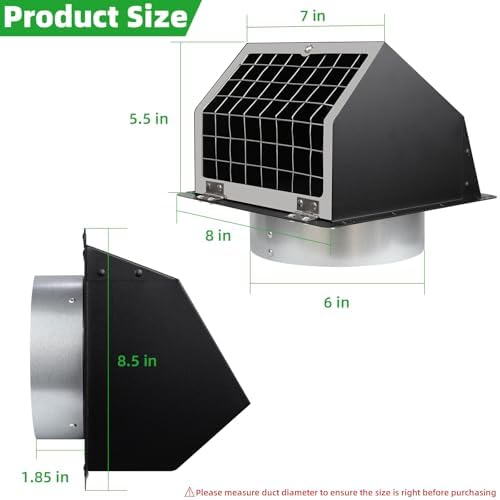 6 Inch Hooded Wall Vent with Flap and Mesh, 6inch Dryer Vent Cover Exterior - Image 2