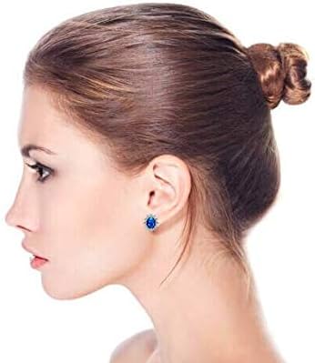 Traditional Classic Bridal Simulated Gemstones Cubic Zirconia AAA CZ Halo Crown Oval Stud Clip On Earrings For Women Wedding Non Pierced Ears Rose Gold Silver Plated