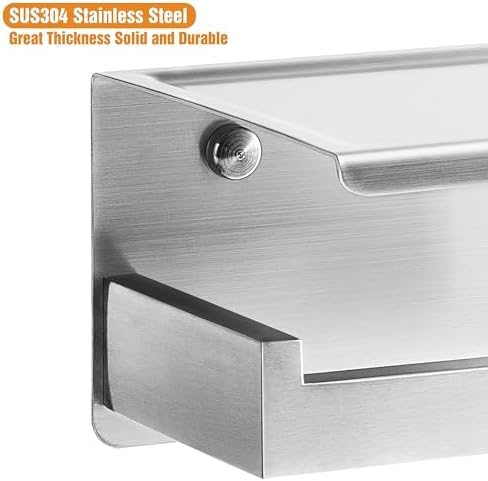 HITSLAM Toilet Roll Holder Brushed Nickel, Adhesive Wall Mount, No Rotate - Image 6