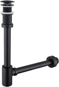 Brass Round Bottle P-Trap with Pop Up Drain Stopper, 1 1/4 Adjustable Basin by SEABEFORE