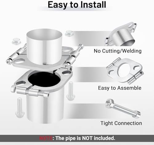 EVIL ENERGY 1.75 Inch Split Flange Repair Kit, Exhaust Flat Oval Flange - Image 4