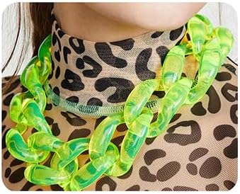 Wiwpar Green Acrylic Choker Necklace Statement Chunky Fashion Acrylic Necklace Colorful for Women (Green)