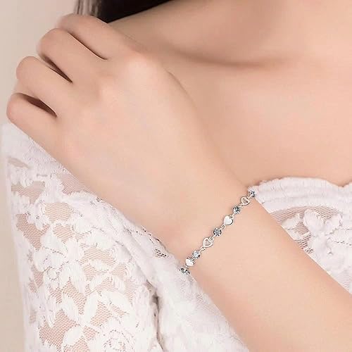 To My Granddaughter Bracelet from Grandma and Grandpa, Heart Chain Bracelet with Shiny Stones, Perfect Birthday or Graduation Christmas Gift for Granddaughter with Message Card and Gift Box