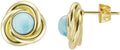 Larimar Stone Stud Earrings for Women, Gold Plated Brass