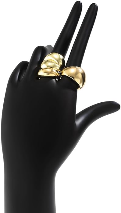 MIFYNN Chunky Gold Rings for Women Gold Silver Adjustable Thick Ring Fashion Statement Ring Open Dome Ring Chunky Silver Rings Geometric Curved Minimalist Simple Rings