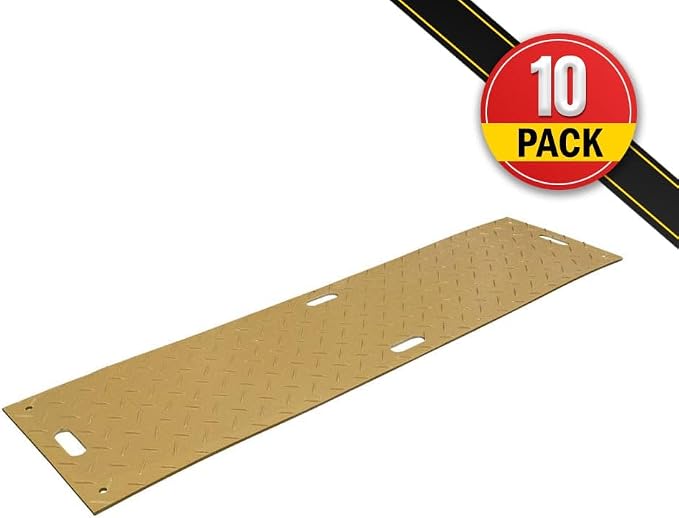 10 Pk 2' x 8' - 1/2" Thick Heavy Duty Tan Ground Protection Mats - Easily - Image 2