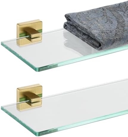 JQK Bathroom Glass Shelf, Floating Tempered Glass Shower Storage 16 by 5 inches by Homeimprovement