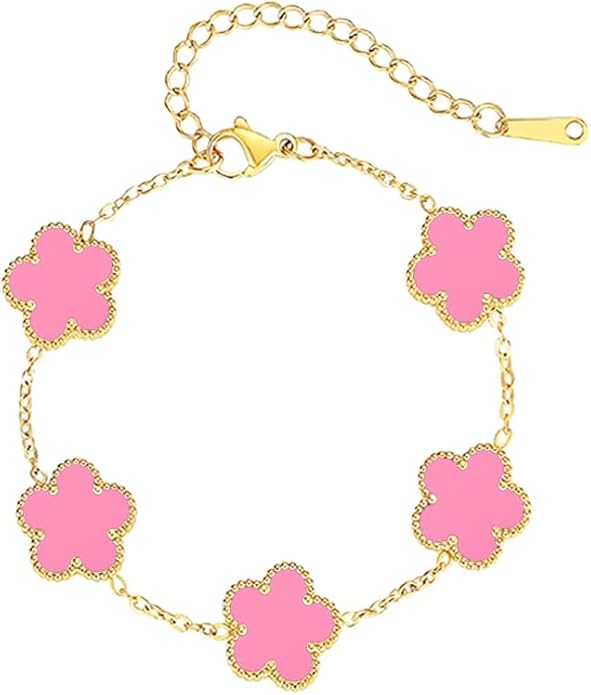18K Gold-Plated Four Leaf Clover Bracelet for Women,Adjustable lucky Bracelet Set Jewelry Gift-Hypoallergenic Charm for Birthdays, Wellness & Daily Wear