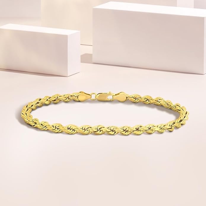 Gold Rope Chain Bracelet for Men & Women – 100% Real 10k or 14k Gold, Lightweight, Premium Craftsmanship