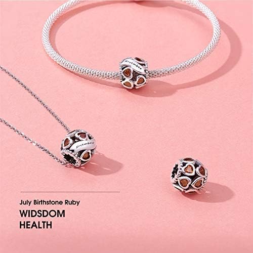 NINGAN Birthstone Charms 925 Sterling Silver Love Heart Openwork Bead for Charm Bracelets and Necklaces with 5A Cubic Zirconia, Birthday Mothers Day Jewelry Gifts Women
