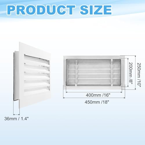 PATIKIL 10 x 18 Inch Gable Vent, 16 x 8 Inch Duct Opening Size - Image 2