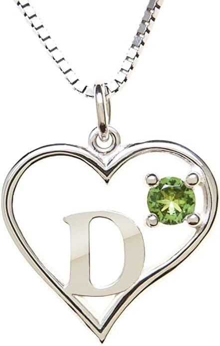Silver Sterling Necklace Initial Letter A-Z Birthstone for Women – Personalized Custom Jewelry Pendant with Heart Design Customized Dainty Charm for Wife Girlfriend Mom – 18" Box Chain