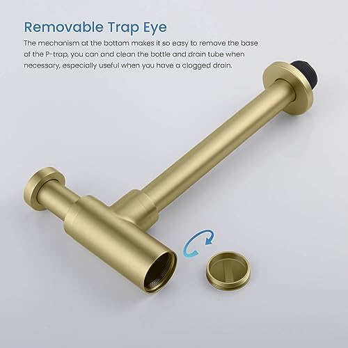 KIBI Round Bottle Trap for Bathroom Sink | Decorative Brass Basin Sink Waste - Image 4