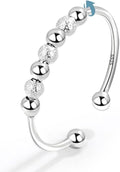 Vito 925 Sterling Silver Fidget Anxiety Ring for Women, Adjustable Open Spinner Ring Stress Relief Ring Stacking Band Anillos Jewelry Gift for Mom Daughter
