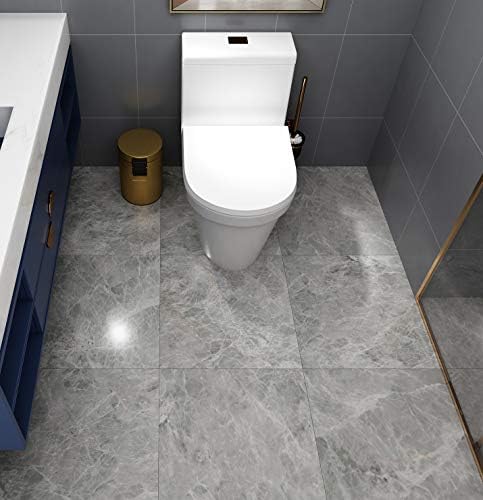 Livelynine 16-Tiles Marble Grey Peel and Stick Floor Tile Stickers 12X12 Inch - Image 2